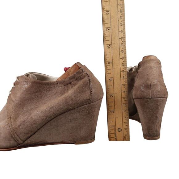 AGL Shoes Womens 38 Booties Fashion Wedge Desert Chukka Leather Lace Up Brown - Picture 6 of 15